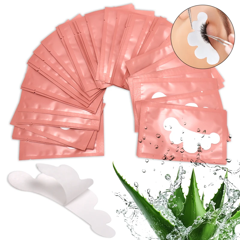Almofadas para cílios em forma de nuvem, 50 pares, enxertadas, hidrogel, gel, sob almofadas para extensão de cílios, adesivo, ferramenta de maquiagem