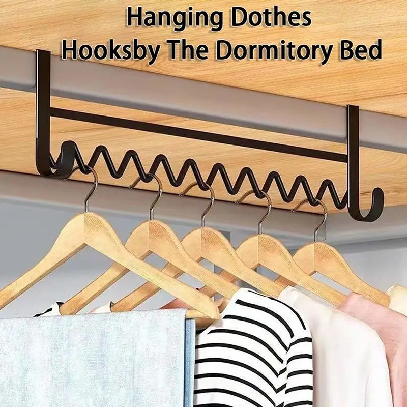 Wave Design Punch Free Bedside Hanging Hook Storage Rack Space Saving Holder Upper Bed Curtain Bedroom Dorm Bed Edge Organizer