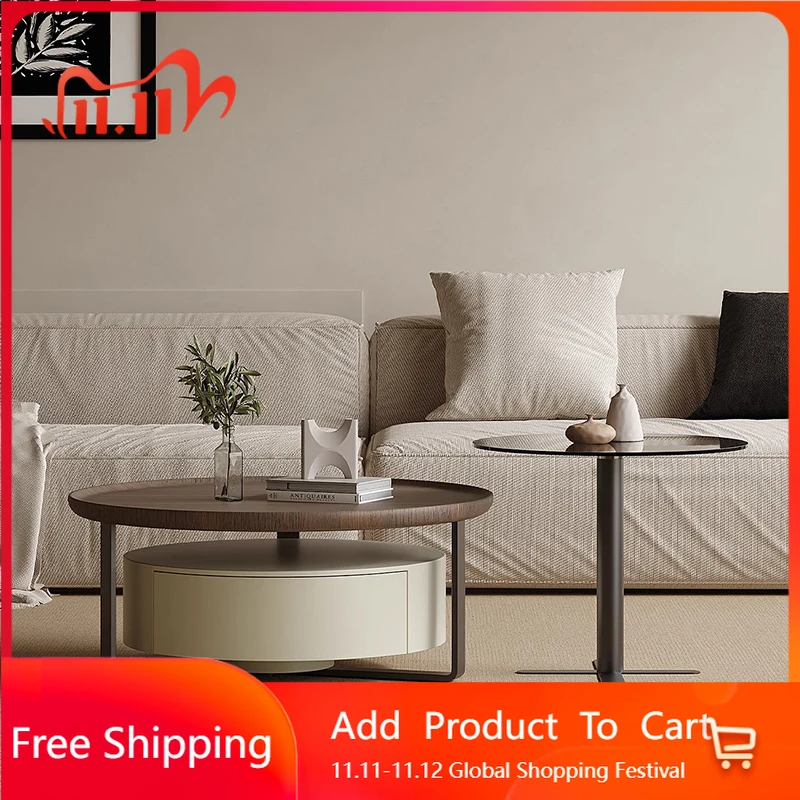 

Round Designer Coffee Table Modern Wood Books Decoration Nordic Side Table Bedroom Aesthetic Mesa Auxiliar Living Room Furniture