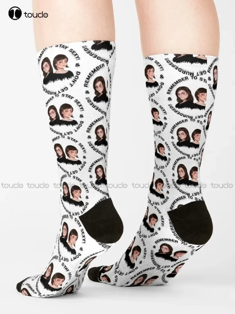 Stay Sexy And Don'T Get Murdered My Favorite Murder Quote True Crime & Homicide Karen Kilgariff And Georgia Hardstark Socks New