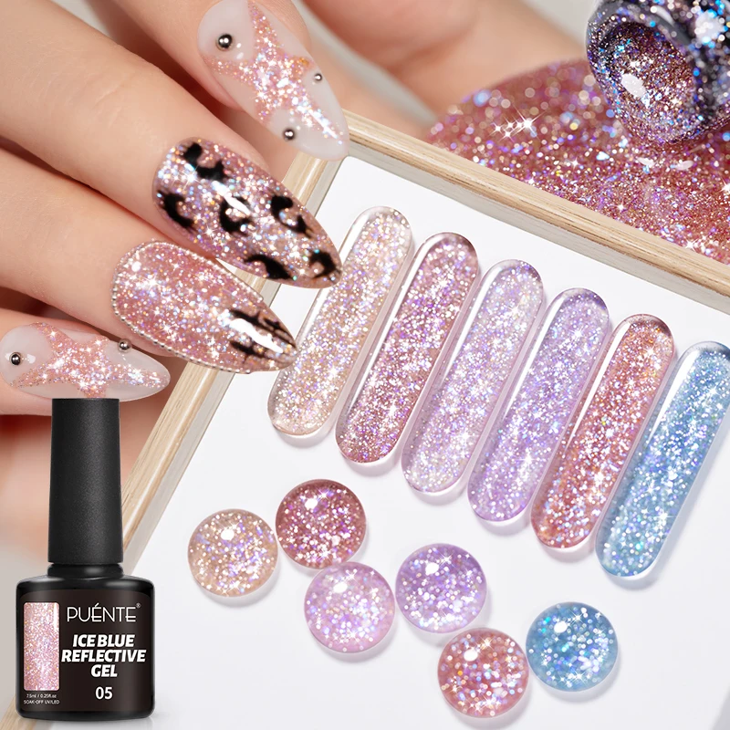 PUENTE 7.5ML Colorful Diamond Glitter Gel Nail Polish Super Flash Shimmer Glitter Nail Gel Soak Off UV Semi-permanent Varnish