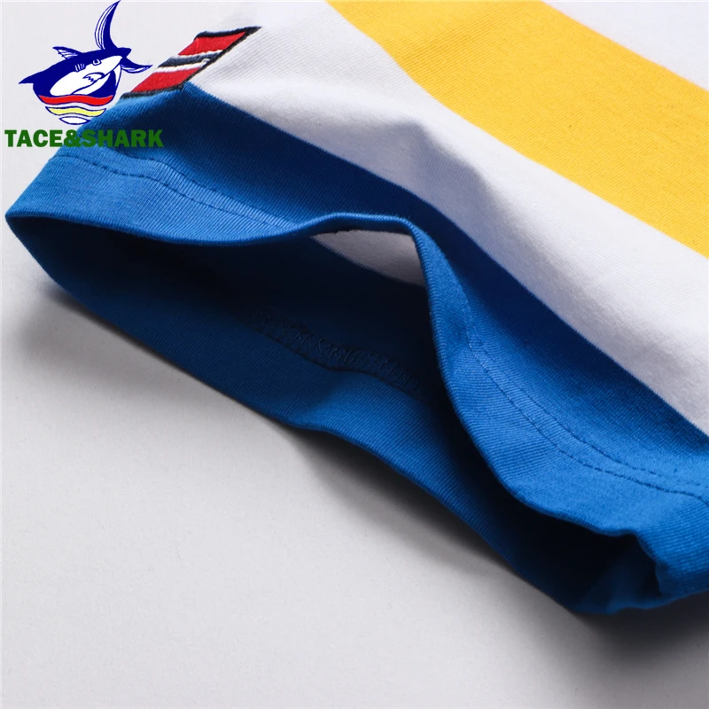 TACE&SHARK 2022 New Arrival Shark Embroidery Polo Shirt Men Stripe Fashion Navy Blue Business Shark Polos