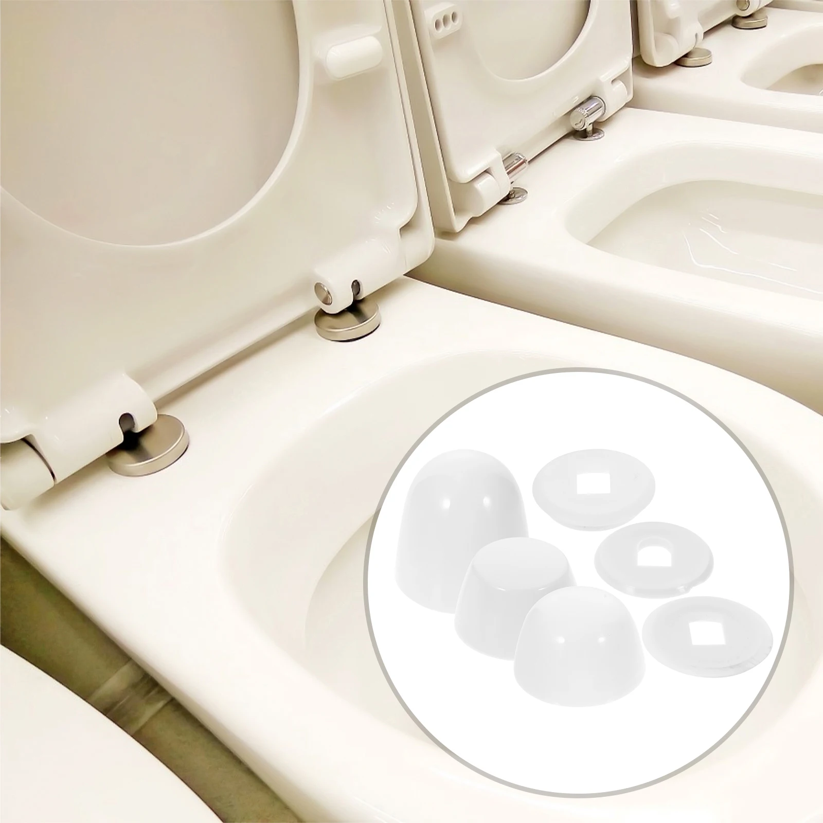

2 set 2 Sets Screw Decorative Cover White Plastic Universal Bolt Caps Bowl Seat Floor Covers Replacement Parts Easy Install