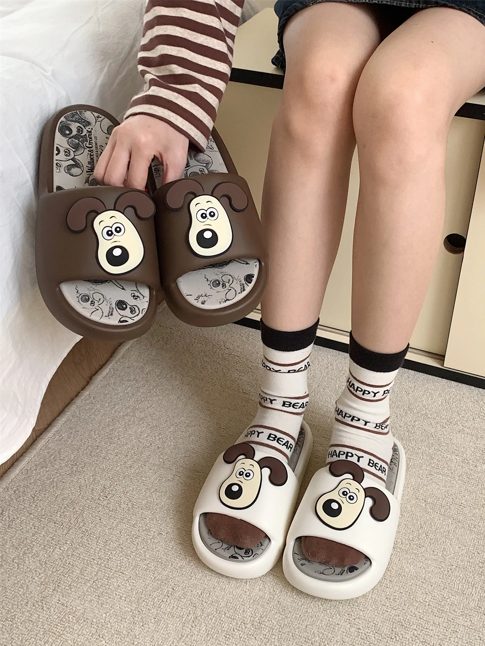 Authentic Dog Couple Summer Cool Slippers Fashion Anti Slip Versatile Cartoon Slippers For Men Women Slipper