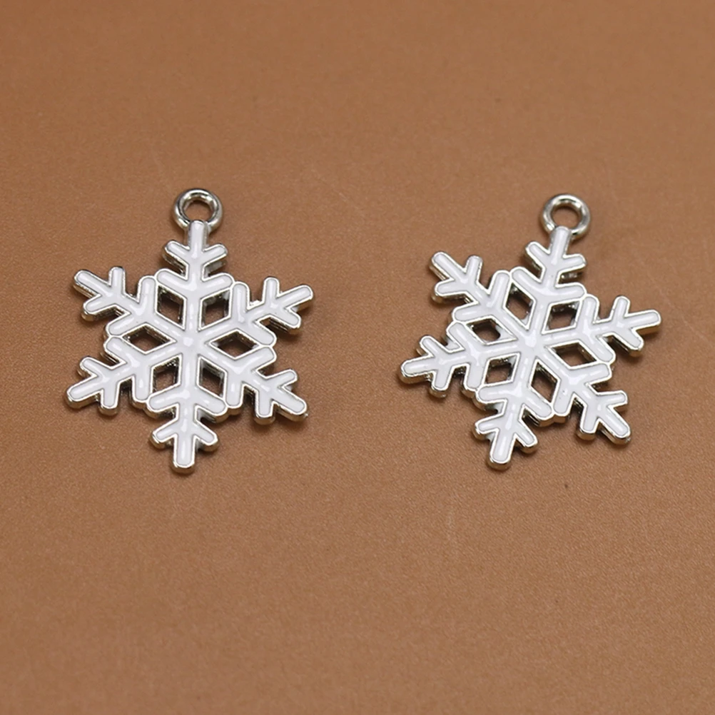 

10 Pcs Snowflake Necklace Ear Clip Charm Pendant Alloy DIY Charms Jewelry Making Pendants Christmas
