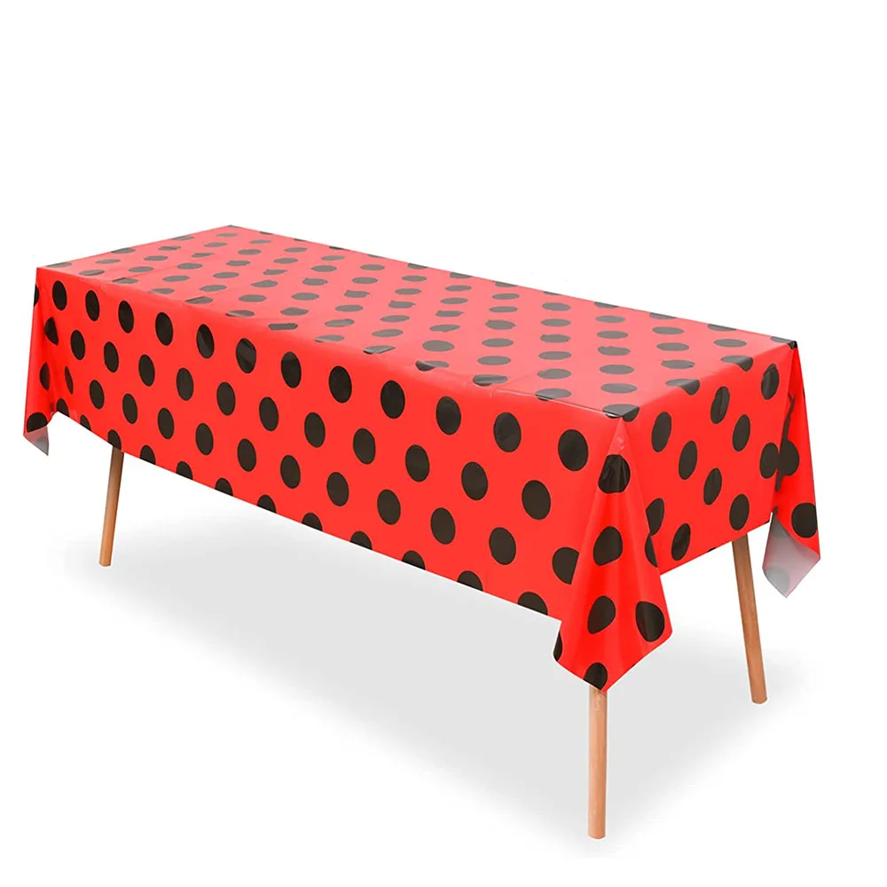 Ladybug Tablecover Ladybug Party Tablecloth Vintage Polka Dots Tablecloth for Ladybug Theme Birthday Picnic Dining Party Decor