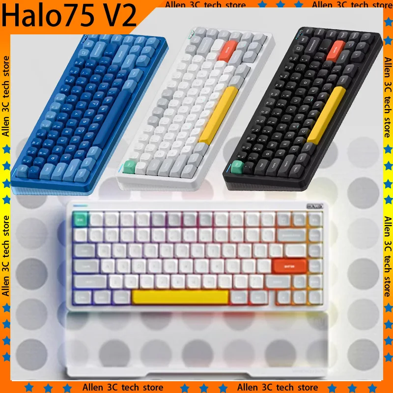 Original Nuphy Halo75 V2 Mechanical Keyboard Wireless Tri-Mode Aluminum Alloy Hot Swap Laptop Esports Gamer PC Gaming Keyboard