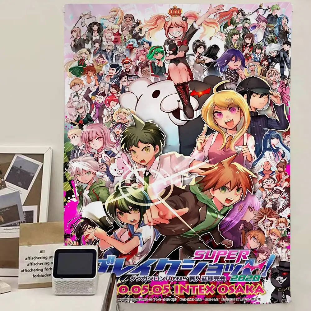 الكلاسيكية أنيمي Danganronpa مطبوعة كبيرة قماش مزخرف جداري رخيصة الهبي الجدار الشنق البوهيمي جدار المفروشات ماندالا ديكور المنزل
