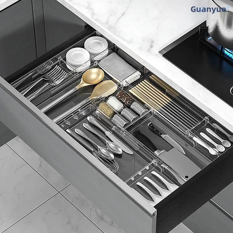 

Kitchen Drawer Organizer Simple Chopsticks Forks Tableware Sorting Box Free Combination Home Desktop Partition Plastic Box