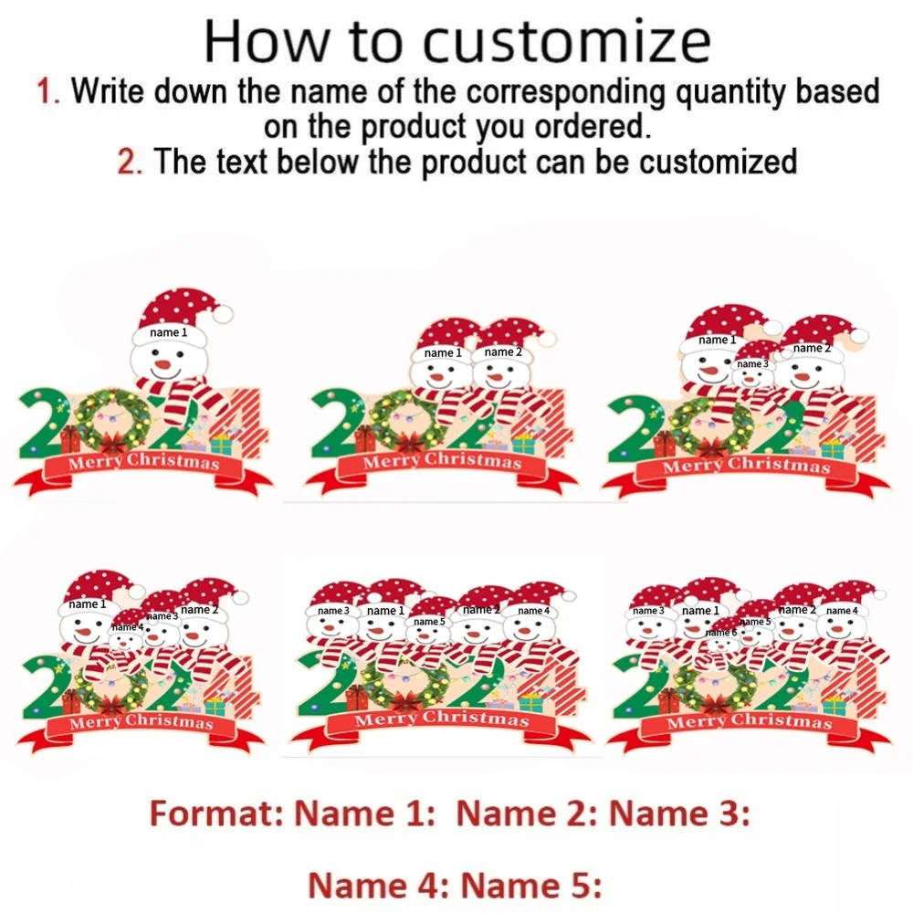 Feliz natal 2024 personalizado 1-6 nomes de família sinais decorativos de natal decorados árvores de natal ornamentos pendurados