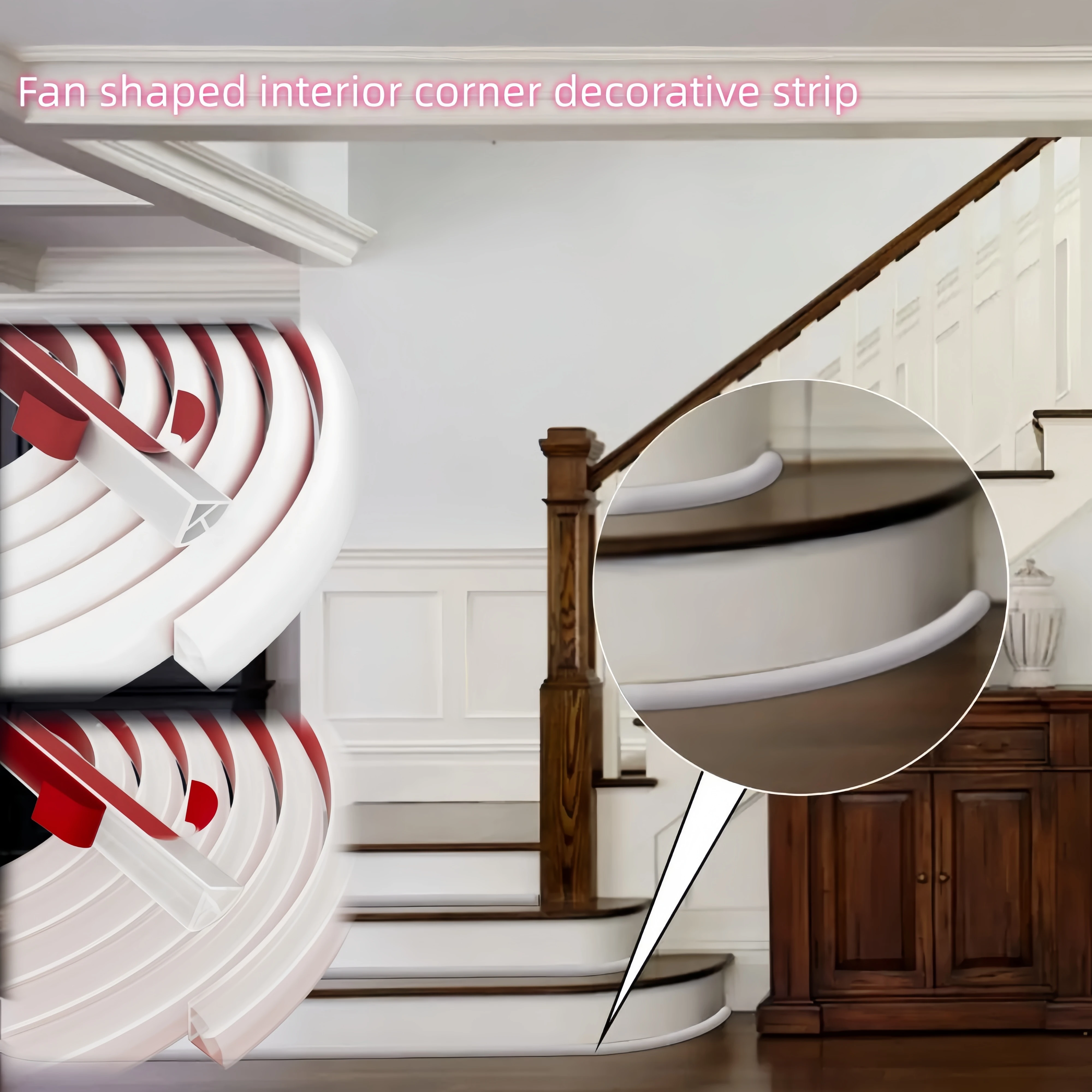 

1 шт., 2 м/78,74 дюйма, четверть, круглый формовочный настенный угол, защита от воды, водонепроницаемая гибкая отделка плинтуса