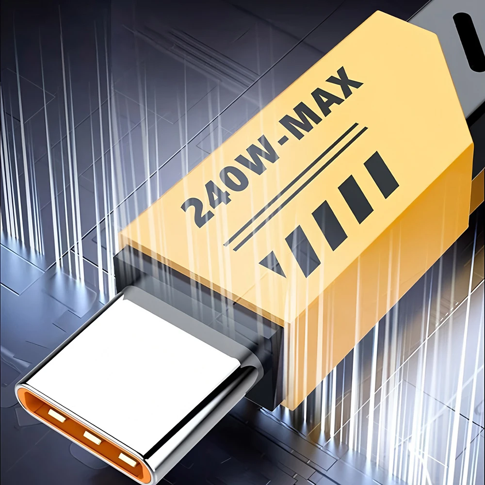 شحن سريع 240 وات، كابل بيانات USB من النوع C بطول 1.2 متر، منفذ USB متعدد، سلك شحن متعدد لجهاز شحن USB #2
