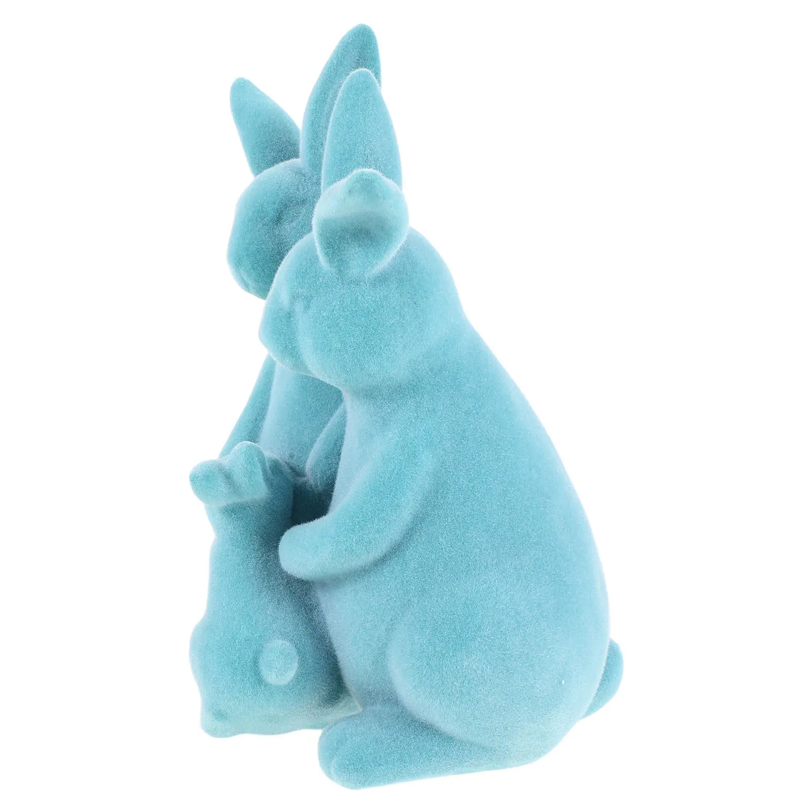 Bunny Family Figurines Resin Flocked Rabbit Statue Trio Easter Decorations Farmhouse Home Office Spring Table Centerpiece
