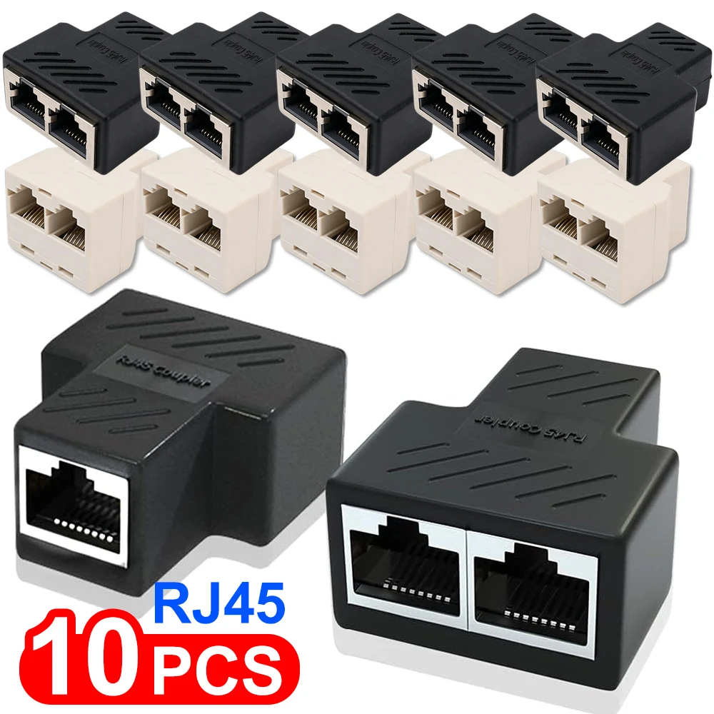 1-zu-2-Wege-RJ45-Ethernet-LAN-Netzwerk-Splitter, Doppeladapter, Ports, Koppler, Steckverbinder, Verlängerungsadapter, Steckeradapter