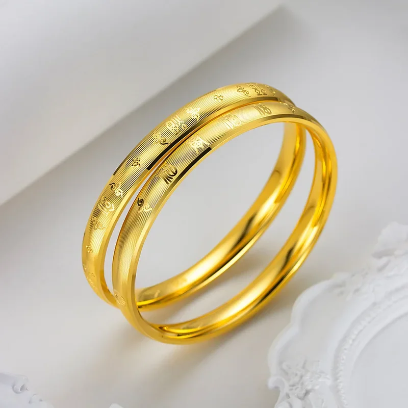 9999 Real Gold 24K Yellow Gold Bracelet Women's Hollow Bracelet Fu Character Bracelet