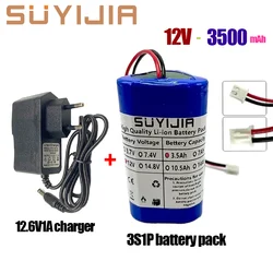 18650 3S1P 12V 3500mAh Rechargeable Lithium Battery Pack 3A Built-in BMS for Bluetooth Speaker Flashlight GPS Fascial Gun