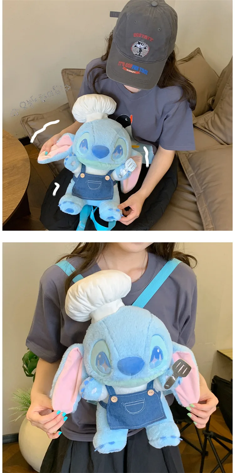 الوردي زهر الكرز غرزة حقيبة الظهر Kawaii دمية دمية دمية على ظهره حقيبة الكرتون لطيف