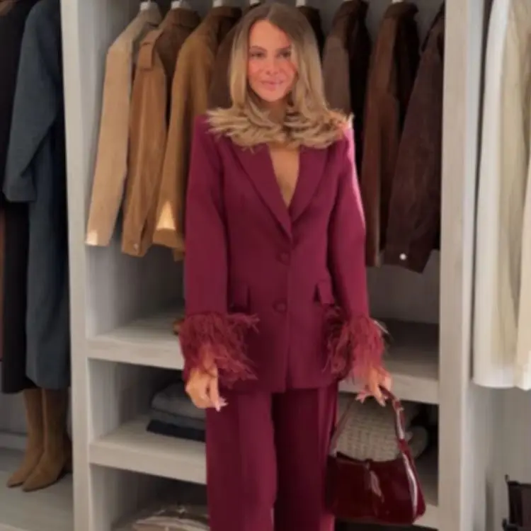 Moda elegante conjunto de terno na moda sofisticado feminino blazer outerwear vintage chique outono escritório roupa feminina