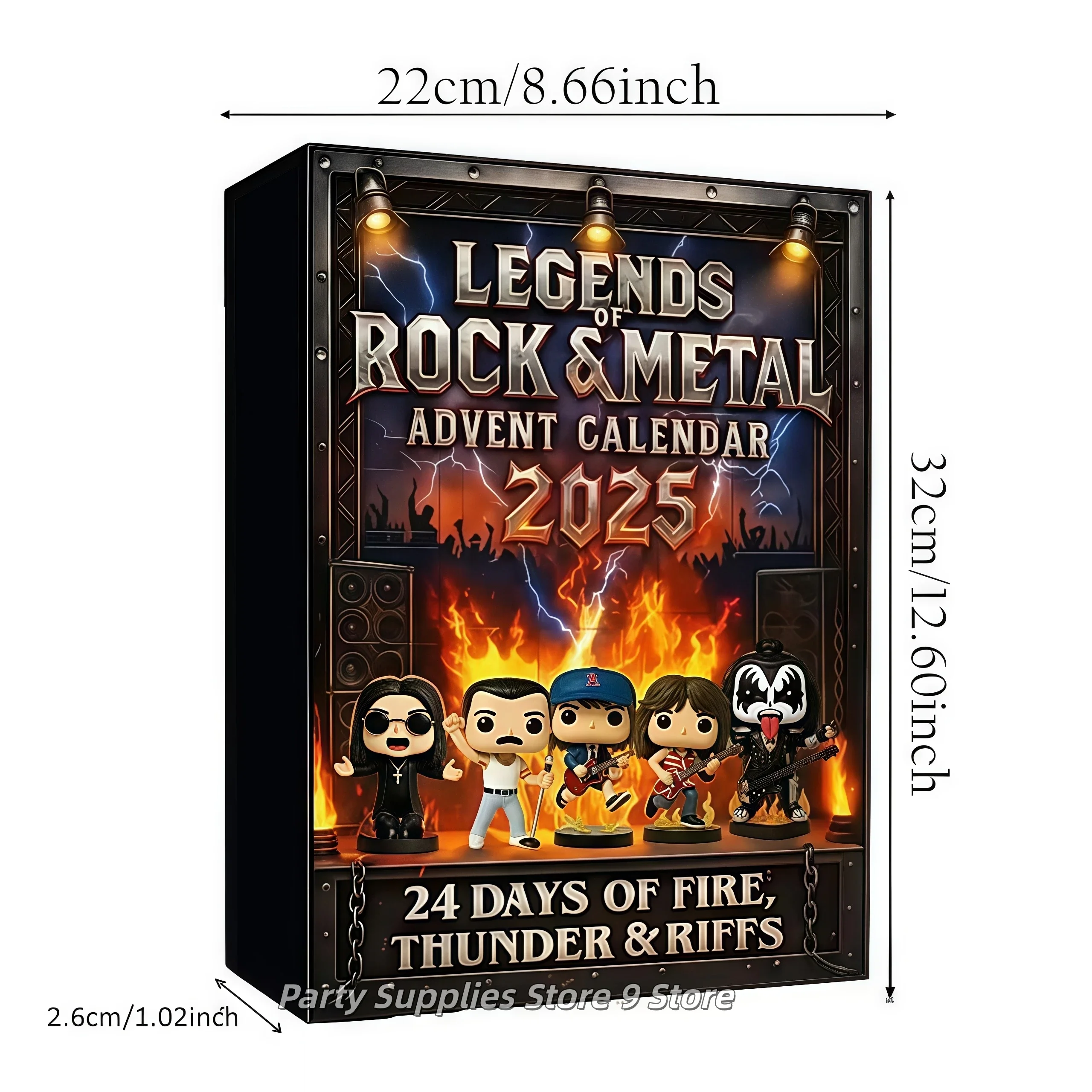 ** Calendario de Adviento de roca y metal, caja ciega de regalo, colección de personajes musicales icónicas de acrílico plano 2D, calendario de cuenta regresiva, regalos para fanáticos