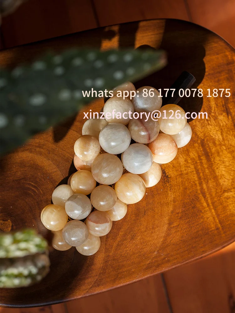 Buquê de uvas de mármore feito à mão personalizável, ornamentos de pedra decorativos para casa, quarto, sala de estar, mesa de café, armário