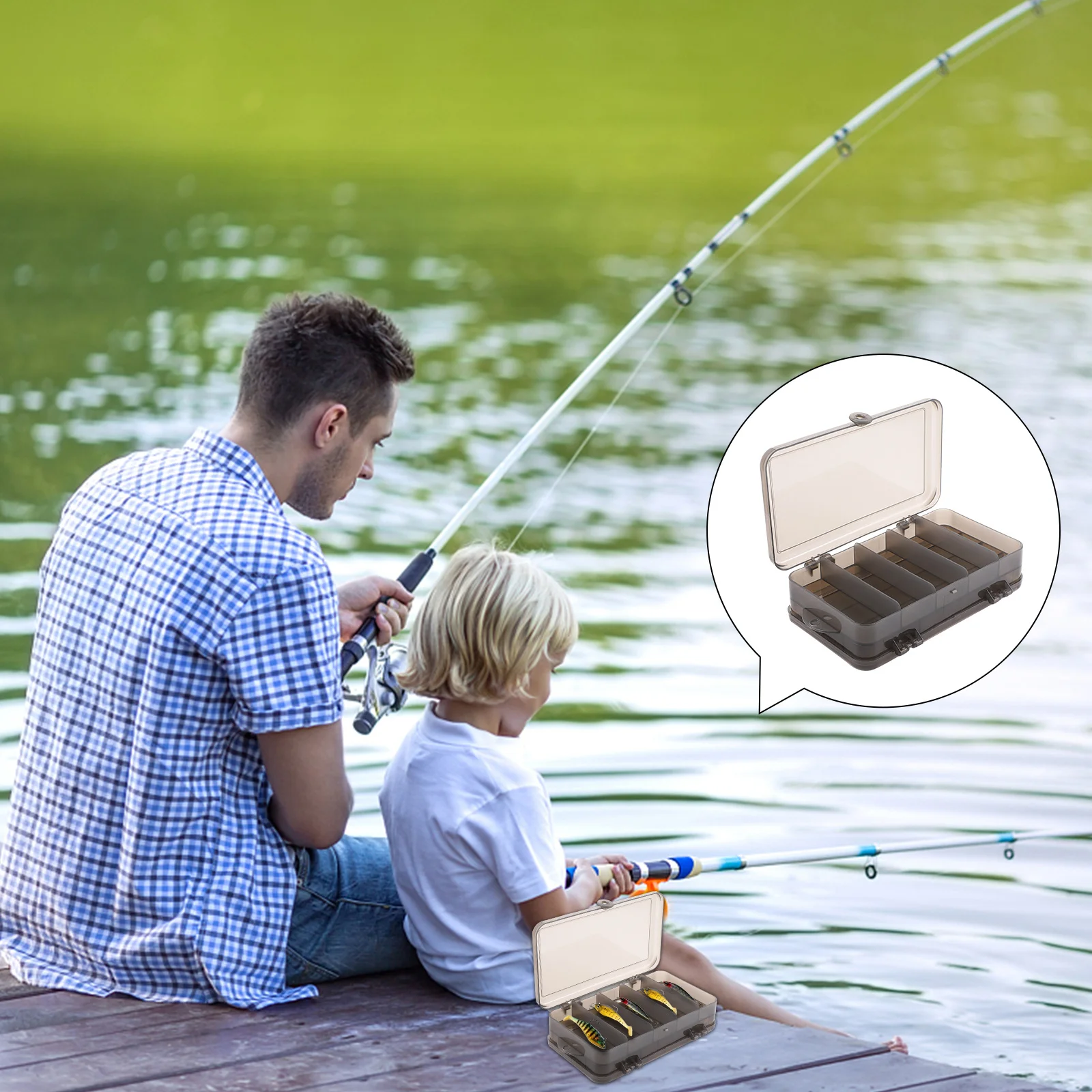 

1Pcs Double-Side Fishing Accessories Holder Large Capacity Outdoor Fishing Tackle Box Lure Storage Organizer Lure Box
