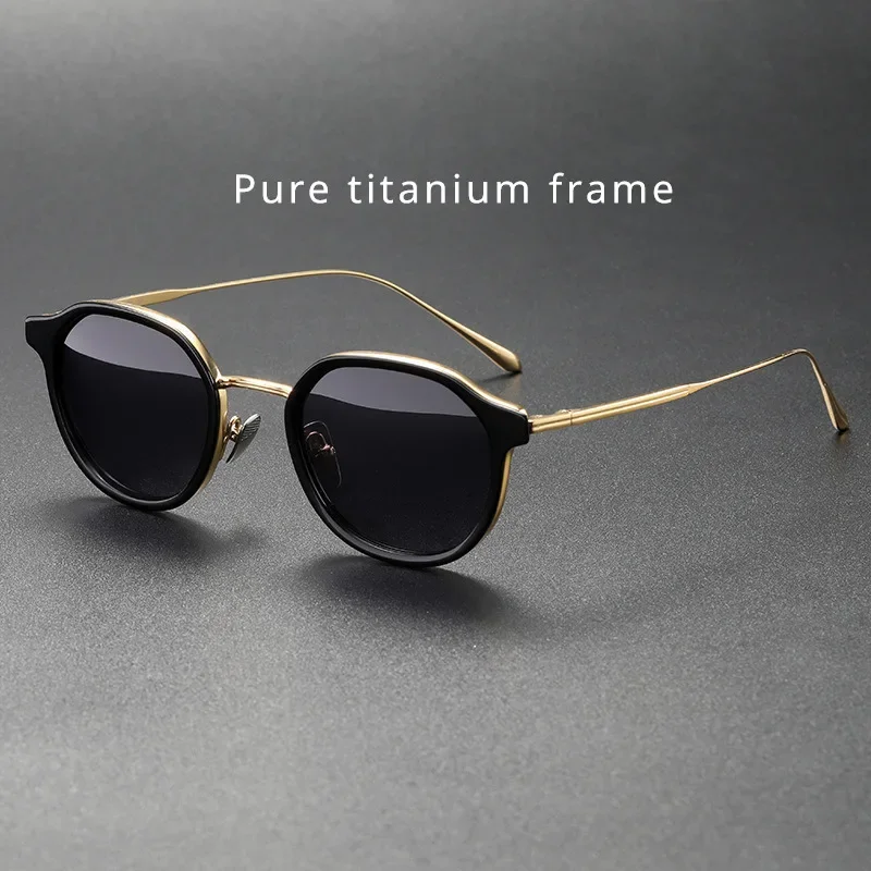 Pure Titanium Frame Sunglasses for Outdoor Driving Cycling Sun Protection UV Protection Trendy Fashionable Men Women Sunglasses