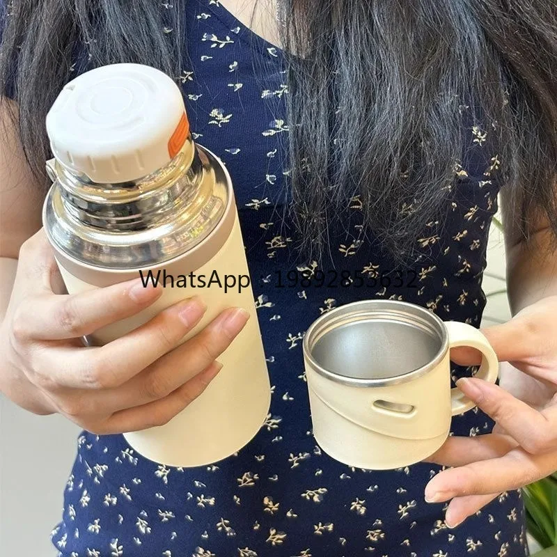 LYY Household Insulated Cup Thickened Large Capacity Stainless Steel Water Cup Student Portable Kettle Korean Lid Dual-use Pot