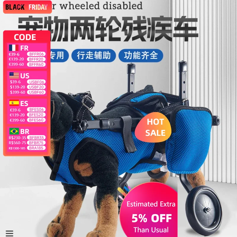 Pet Mobility Disability Rehabilitation Vehicle, Elderly Dog Scooter Dog Hind Leg Walking Assistance Wheelchair Dog Wheelchair