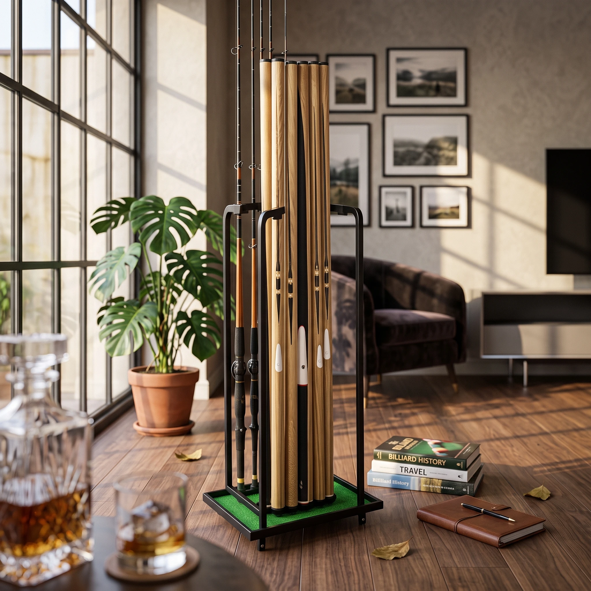 Sports Equipment Organizer Rack - Stojak na kije golfowe z matą