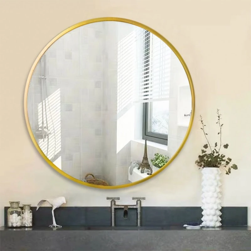 

20 Inch Round Shaving Bathroom Mirrors Vanity Luxury Acrylic Toilet Shower Mirror Vintage Gold Espejo Reflectante Home Furniture