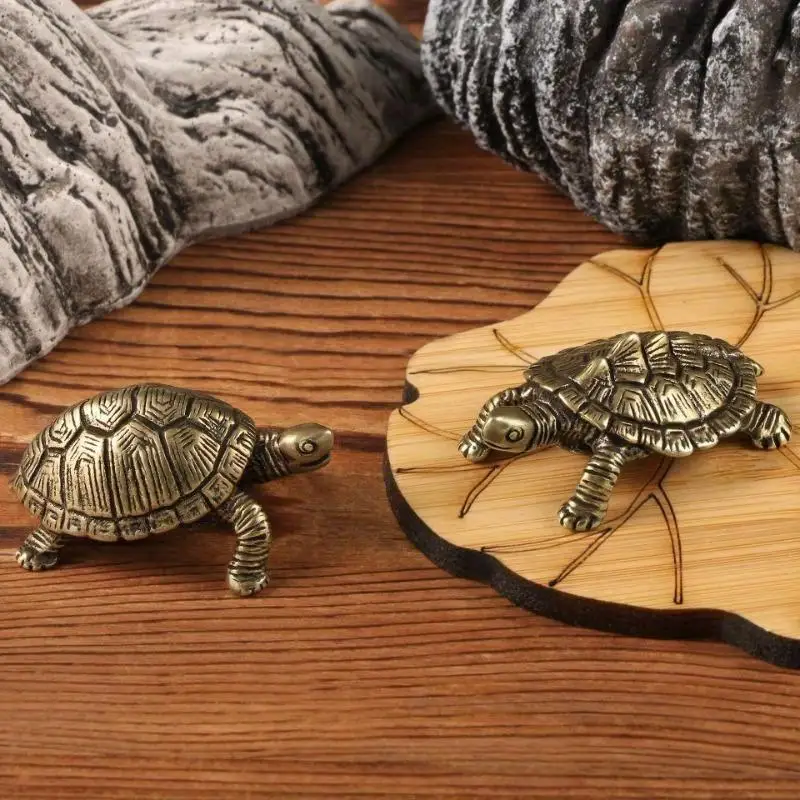 New Small Money Turtle Retro Tortoise Statue Desktop Ornaments Solid Copper Figurines Home Decoration