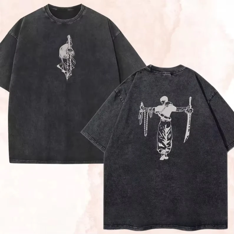 2026 Jujutsu Kaisen Fushiguro Toji Bedrucktes T-Shirt für Herren und Damen, gewaschenes T-Shirt, hochwertiges Vintage-Baumwoll-T-Shirt, Y2K Oberteile
