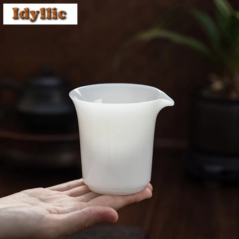 Jarra de té de porcelana de Jade de hielo de 180ml, divisor de té, dispensador Cha Hai, taza de justicia para el hogar, taza de justo, accesorios de juego de té chino
