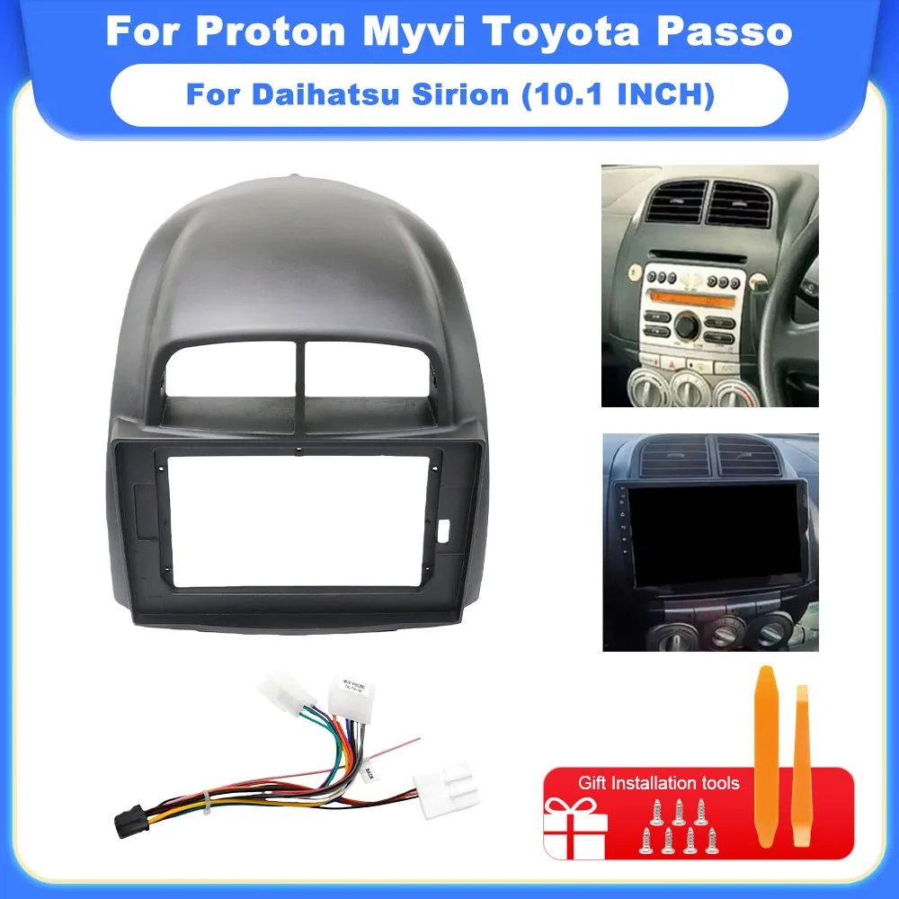 10,1 pulgadas para Proton Myvi Toyota Passo Daihatsu Sirion 2006-2011 fascias de Radio de coche marco de Panel de salpicadero estéreo 2 Din DVD Trim