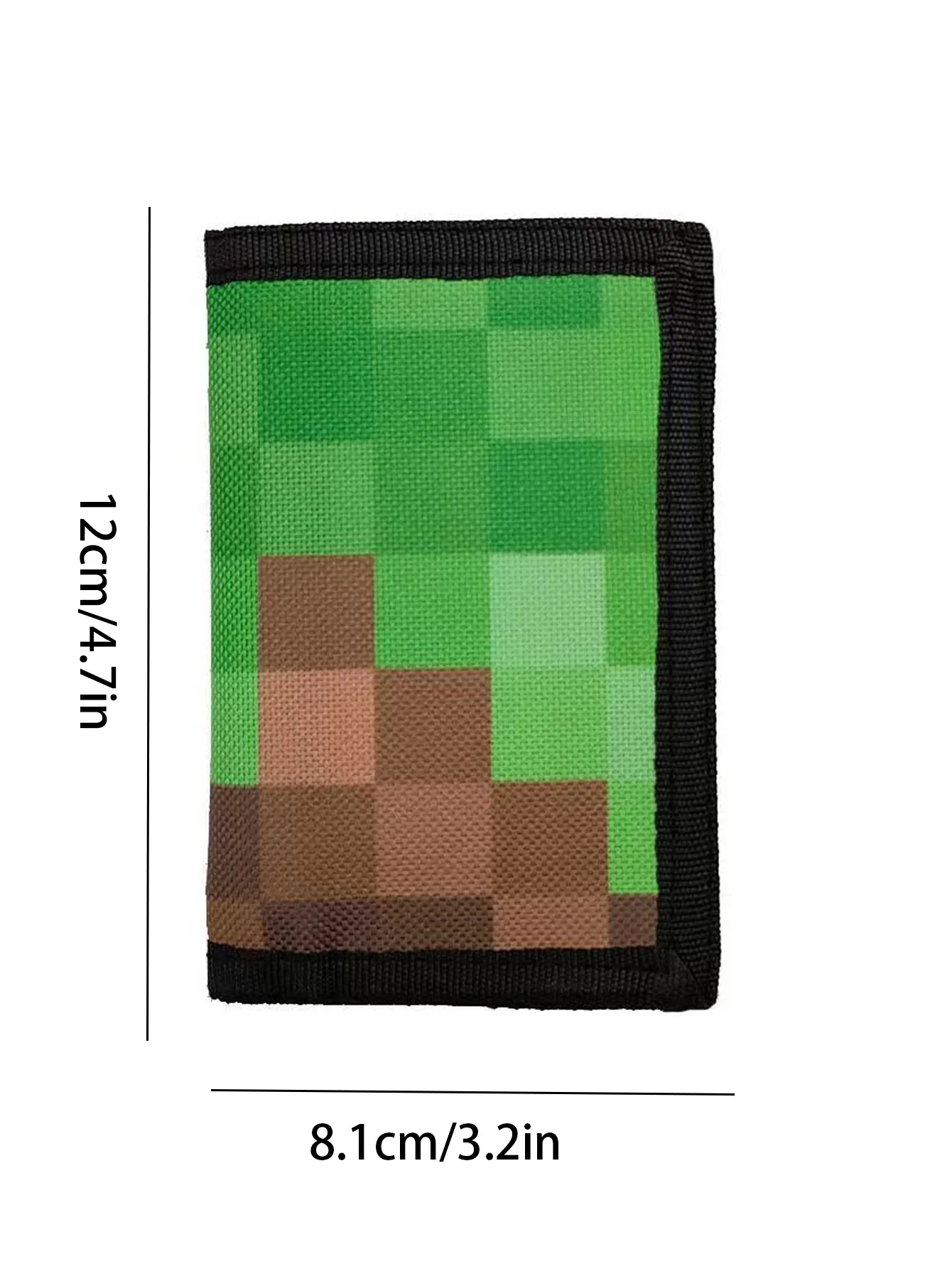 Green Geometric Patterned Tri-Fold Wallet with RFID Blocking, Lightweight Polyester Material, Unlined with Wet Wipe Cleaning