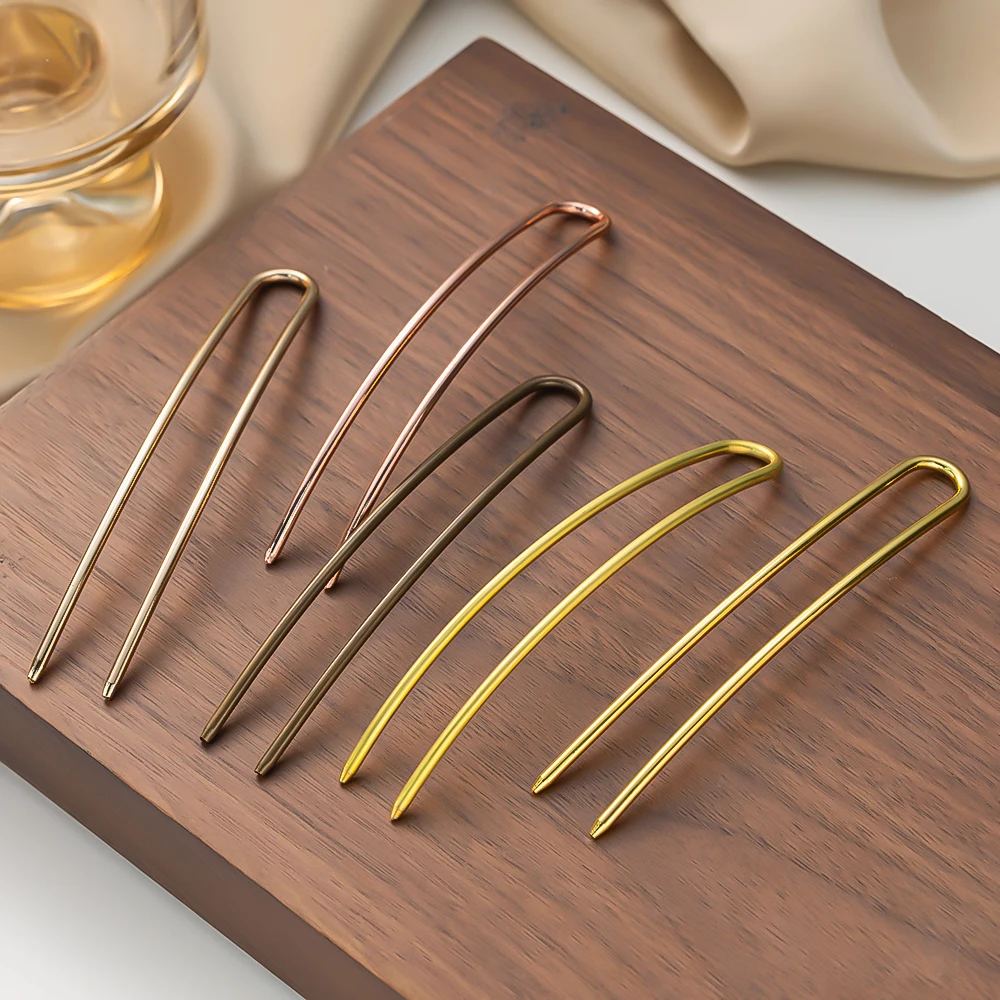 1/5Pcs Metall Französisch U-Förmigen Haar Gabel Elegante Lange Dicke Haar Hochsteckfrisur Dutt Einfache Haarnadel für Frauen Mädchen Haar Schmuck Zubehör – Detail 5