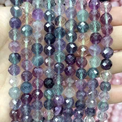 Natural Faceted Stone Purple Fluorite Round Spacer Beads For Jewelry Making DIY Bracelet Earrings Accessories 6 8 10MM