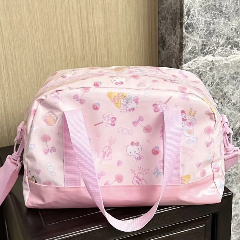 Sanrio Hello Kitty Travel Bag Cartoon Anime Large Capacity Backpack Convenient Travel Bags Woman Fashionable Simple Lightweight