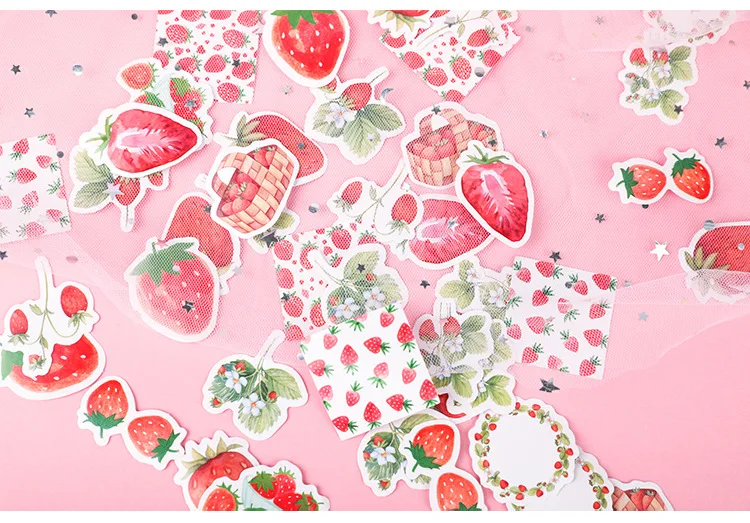 46pcs/30pcs/box Cute Strawberry Fresh Fruit Plants Florals Coffee Theme Magician Diary Journaling DIY Creative Seal Stickers