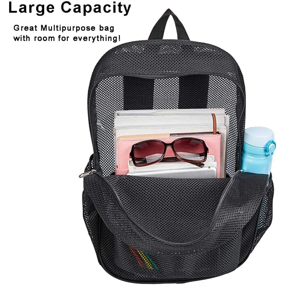 Mochila de malha resistente, grande, transparente, respirável, resistente a rasgos, aprovada pela escola, mochila de segurança para adolescentes do ensino médio, academia