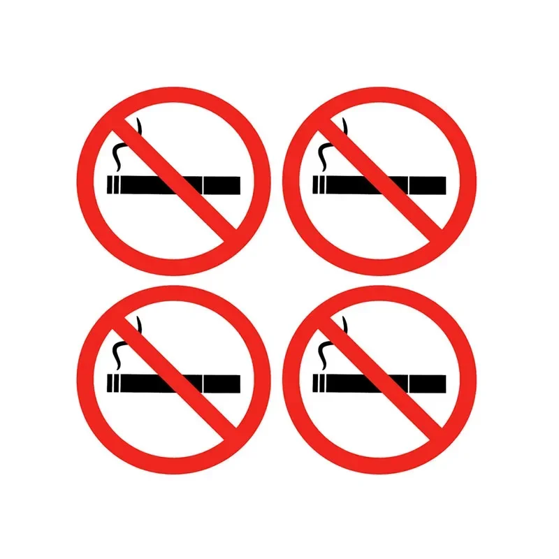 Car Stickers 4 Pieces No Smoking Here Car Decorative Stickers Warning Signs PVC Waterproof Sunscreen Decals