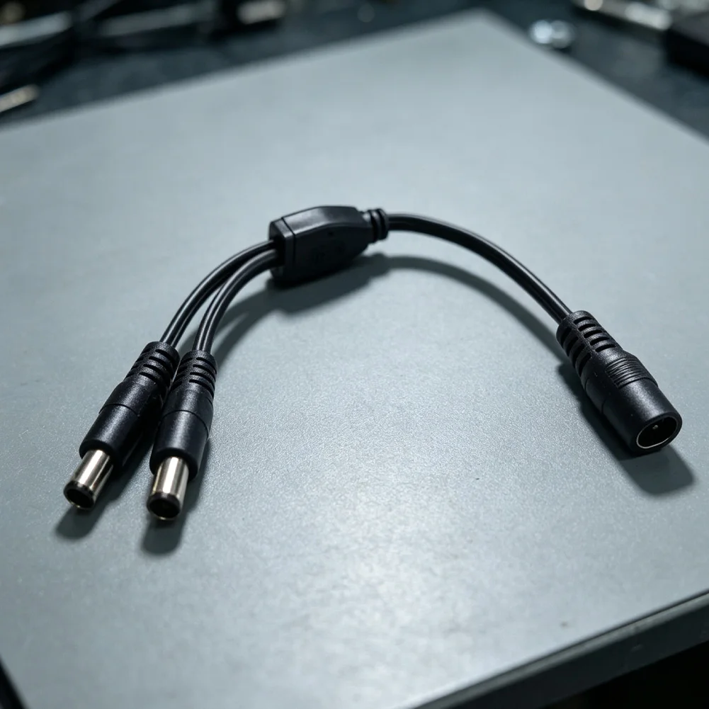 12V 15A DC Splitter Cable with Dual Male Outputs Designed for Secure Connection and Consistent Power Delivery to Two Devices