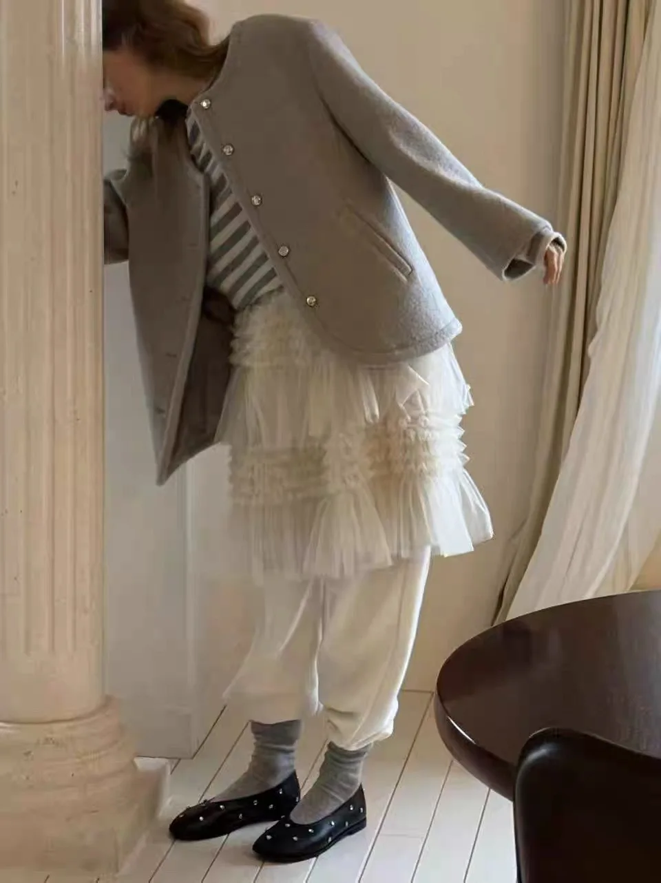 กระโปรงยาวทรงวินเทจผ้าทูลล์ รุ่น East Gate More than Yesterday 26 Early Spring ใหม่ล่าสุด กระโปรงทรงเต็มตัว ทรงหลวม สไตล์สาวหวาน...