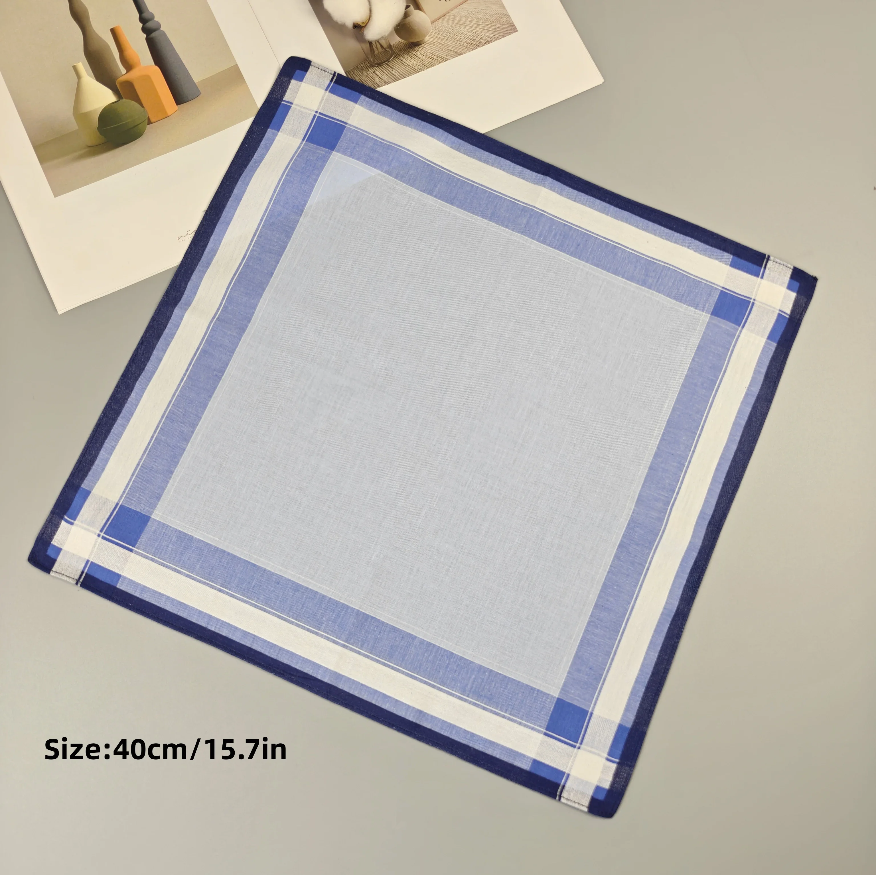منديل قطني مخطط ذو ملمس رفيع من القماش، ديكور منزلي للآباء، لون فاتح، 15.7 بوصة، 6 قطع. #5