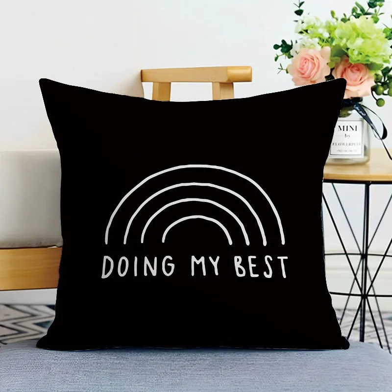 Black and White Ins Style Double-sided Printed pillow cover Short plush Suitable living rooms bedrooms sofas throw cushion cover