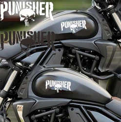 Motorcycle Tank Decals Punisher Reflective Helmet Stickers Decorative Accessories Creative Waterproof PVC Auto Decals 22cm*11cm
