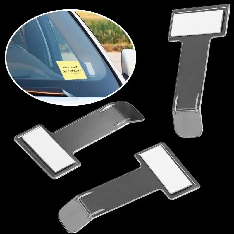 2PCS Transparent Auto Parkplatz Ticket Und Empfang Karte Halter Clip Universal Fahrzeug Windschutzscheibe Aufkleber Kunststoff Auto Zubehör