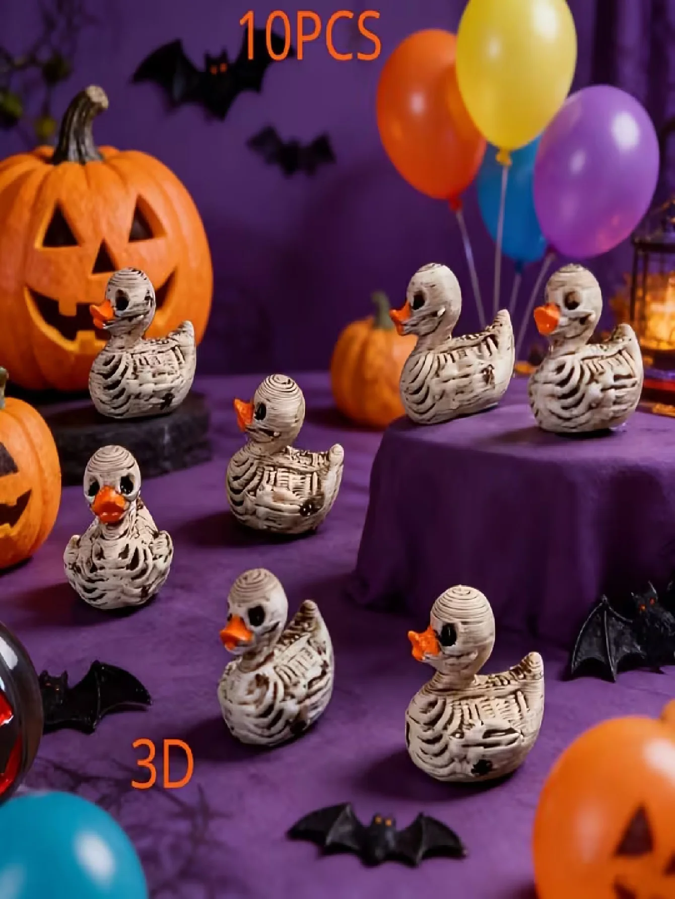 10/30 Pieces of 3D Printed Cute Gothic-Style Skeleton Ducks - Resin Figurines, Perfect for Gothic Home Decor, Offices, and Parties - Compact Desktop Decorations, Ideal as Collectible Gifts for Fans of Dark Aesthetics - view 6