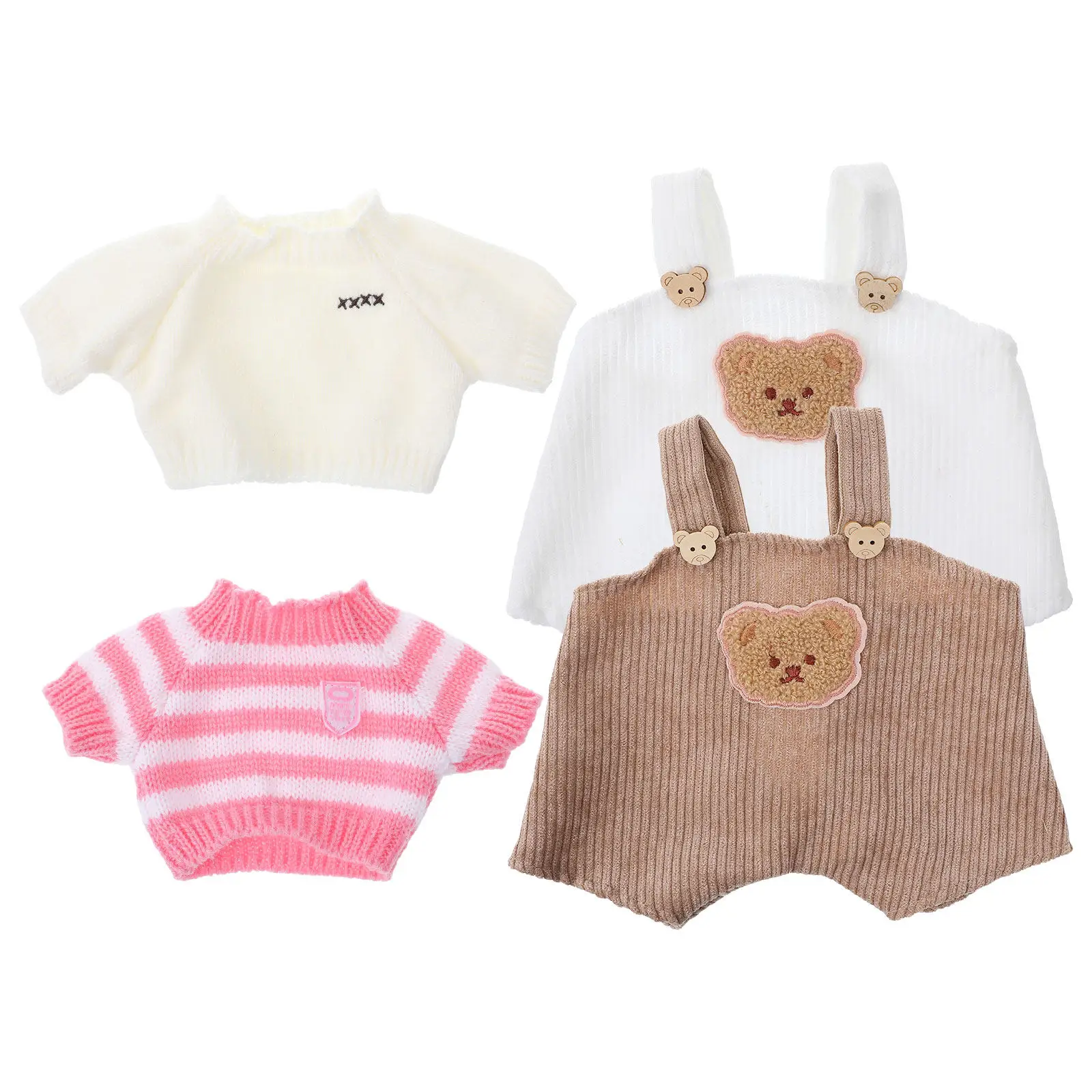 

2Sets Stuffed Animal Clothes Comfortable Bear Outfit Sweater Suspender Pants Suitable for Play Photo Display Bear Outfit