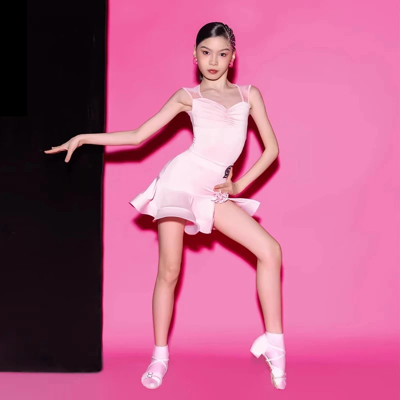 

Тренировочный костюм для латинских танцев, новый детский костюм для девочек, конкурсные правила, платье для латинских танцев